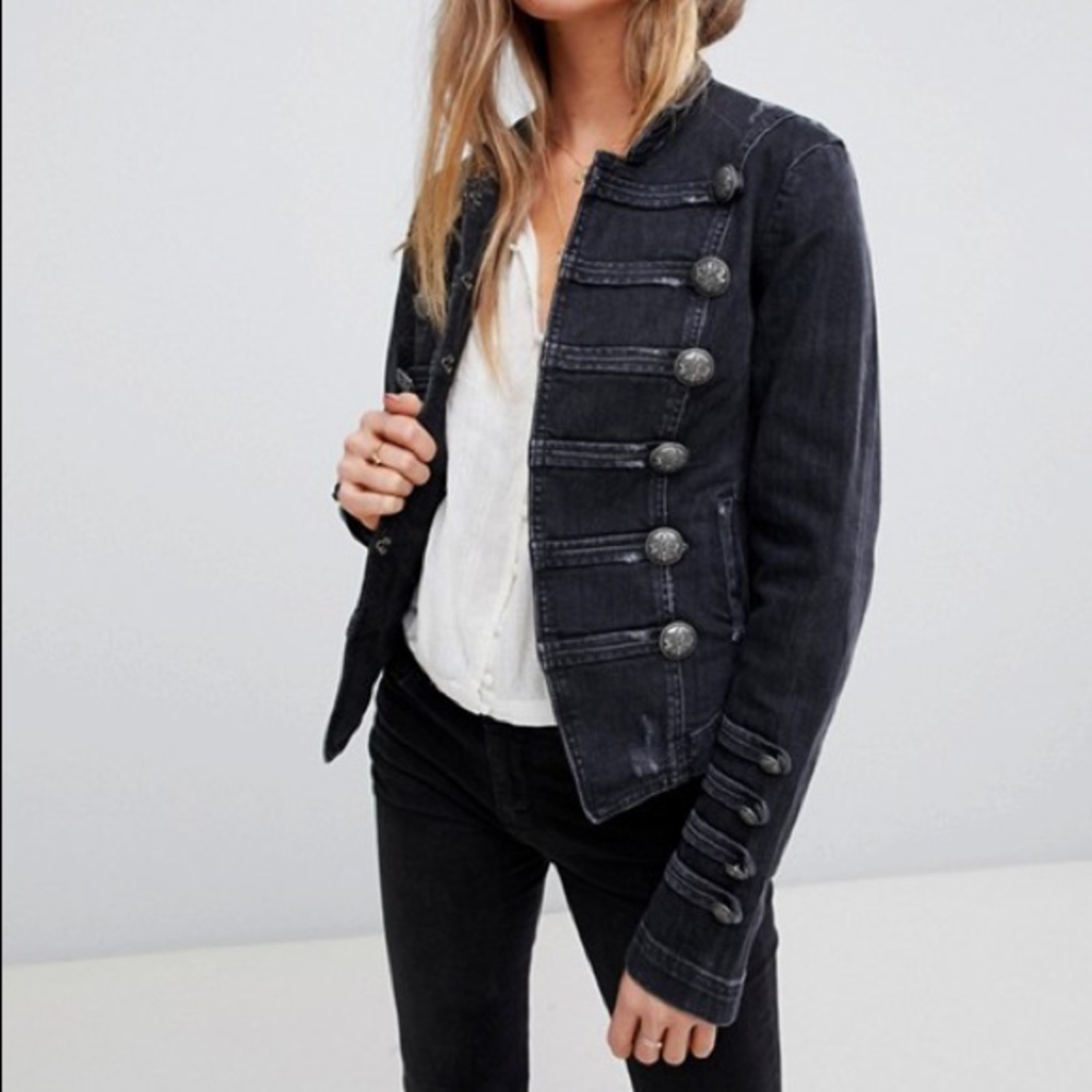 Free People Military Denim Jacket